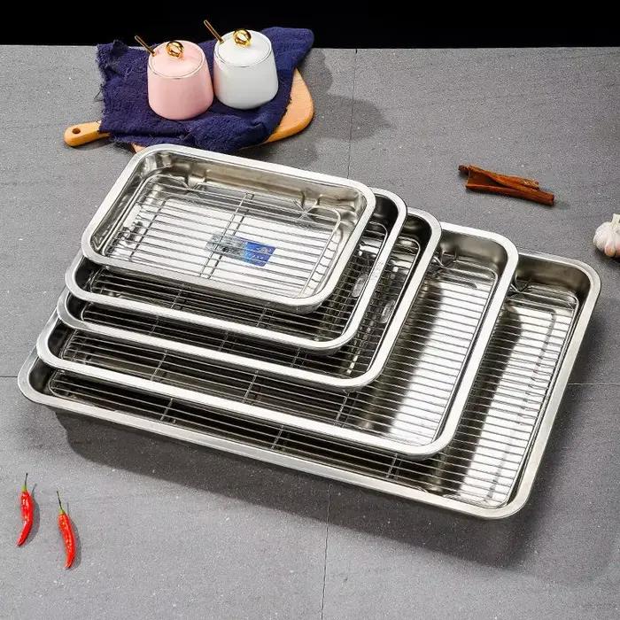 Plateau de cuisson avec support de refroidissement amovible, ensemble de plaques de cuisson en acier inoxydable, Non toxique, utilisé pour le four, plateau de barbecue, lavable au lave-vaisselle