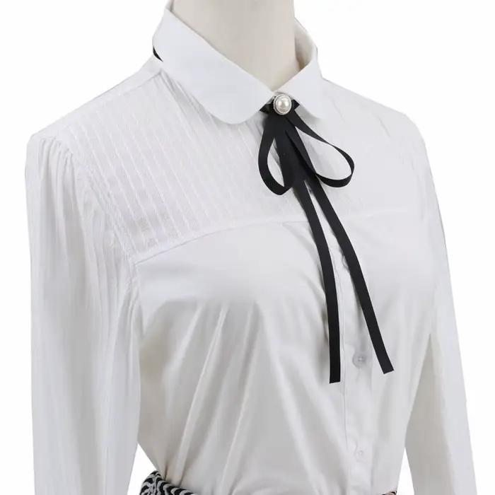 Broches en ruban de perles pour nœud papillon, Vintage, col pré-attaché, noir, bleu, chemise blanche, Clip pour cravate, vêtements pour femmes et filles