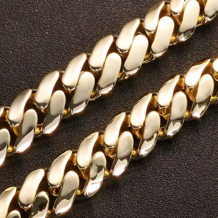 Bracelet Monaco 20mm plaqué or 14 carats pour homme et femme bijou hip hop rock style cubain chaîne robuste occasionnels