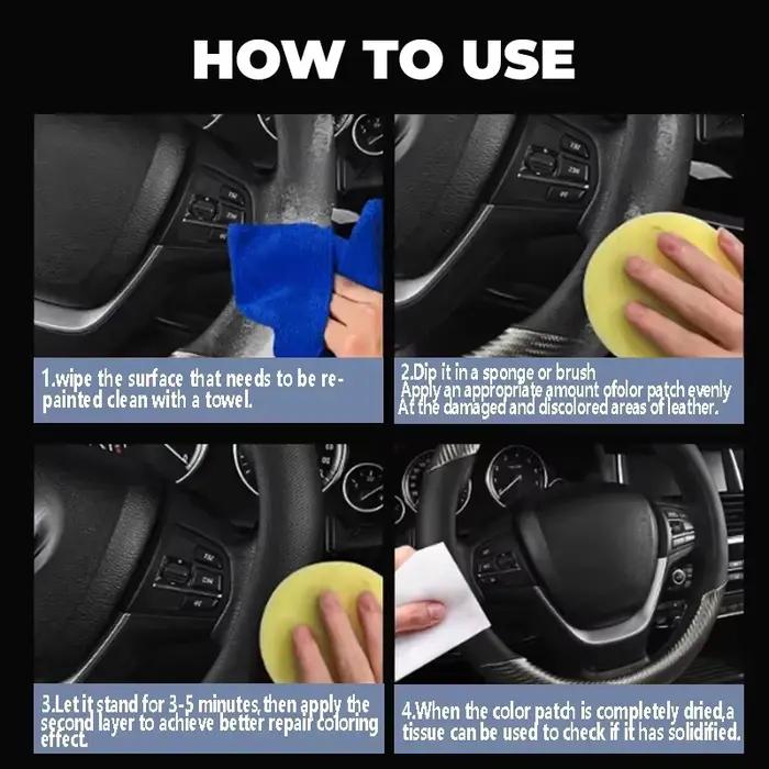 Pâte de réparation en simili cuir pour volants et sièges d'auto – Restaurer le simili cuir délavé, réparer les larmes et les rayures.