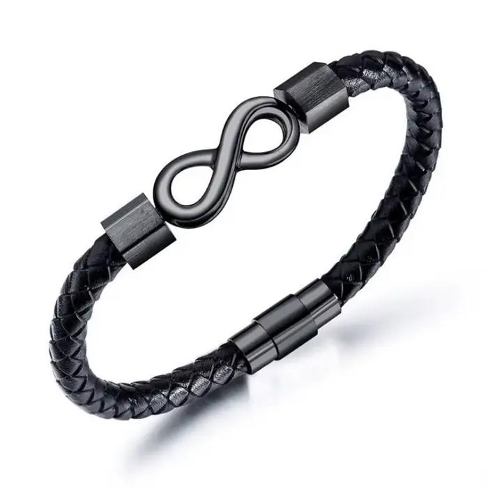 Bracelet en cuir punk numéro 8