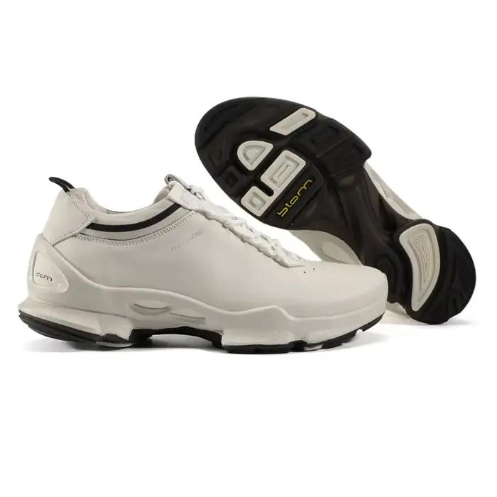 Chaussures en cuir véritable naturel pour hommes, baskets de ville athlétiques décontractées de luxe en cuir de vachette, élégantes pour le bureau et l'entraînement, blanches