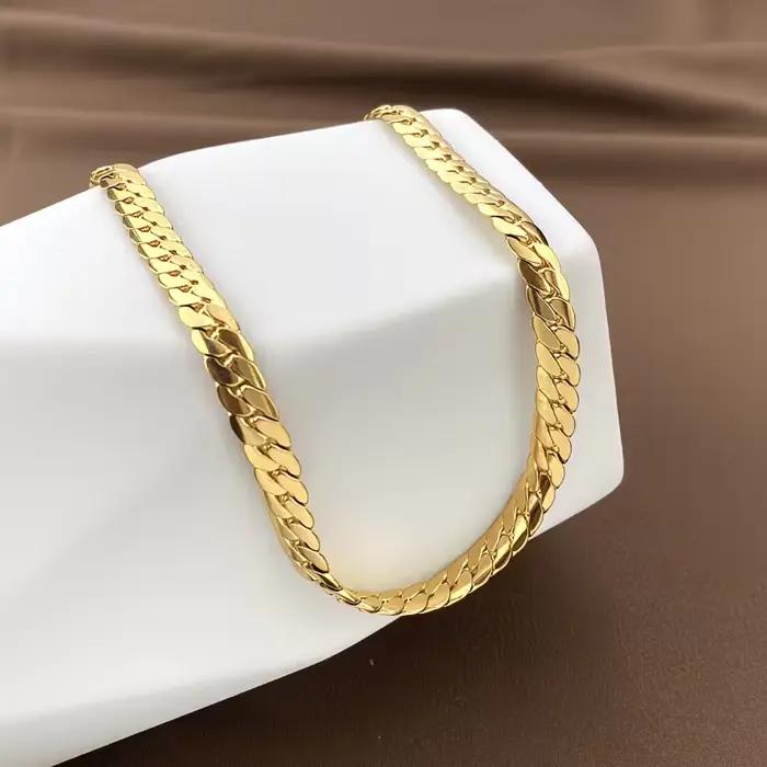 Collier ras du cou unisexe style punk, chaîne Figaro 4,2 mm, plaqué or, inaltérable, en acier, étanche, pour homme et femme