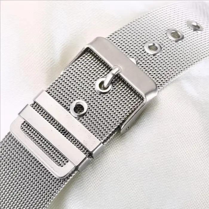 Bracelet de montre en acier inoxydable pour hommes et femmes, 12mm 14mm 16mm 18mm 20mm 22mm 24mm, maille argentée, boucle sténopé milanaise, bracelet de montre en métal