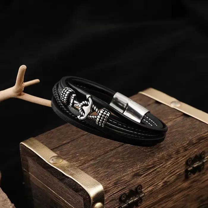 MKENDN – Bracelet ancre tissé à la main pour homme et femme