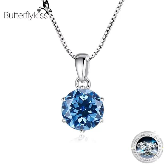 Collier avec pendentif en Moissanite véritable, 1 carat, en argent Sterling 925 de qualité supérieure, bijoux fins pour fête de mariage, pour femmes