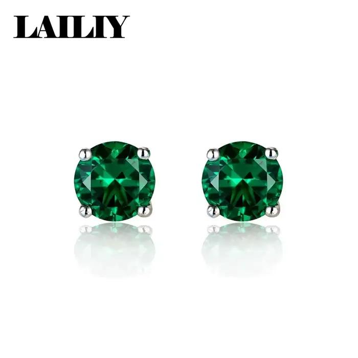 LAILIY Boucles d'oreilles émeraude en argent sterling 925 pour femmes, bijoux tendance