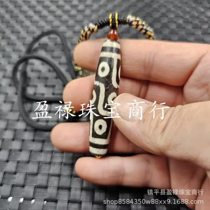 Pendentif patine Guanyin Dzi en perles de Jade, collier ovale en Agate noire et blanche, chaîne de pull