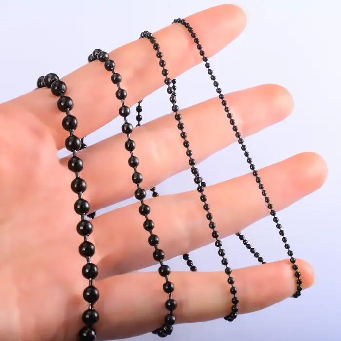 Bracelet de perles pour hommes et femmes, en acier inoxydable, boule à maillons, chaîne de cheville, plaqué noir, accessoires de bijoux Rolo, cadeau