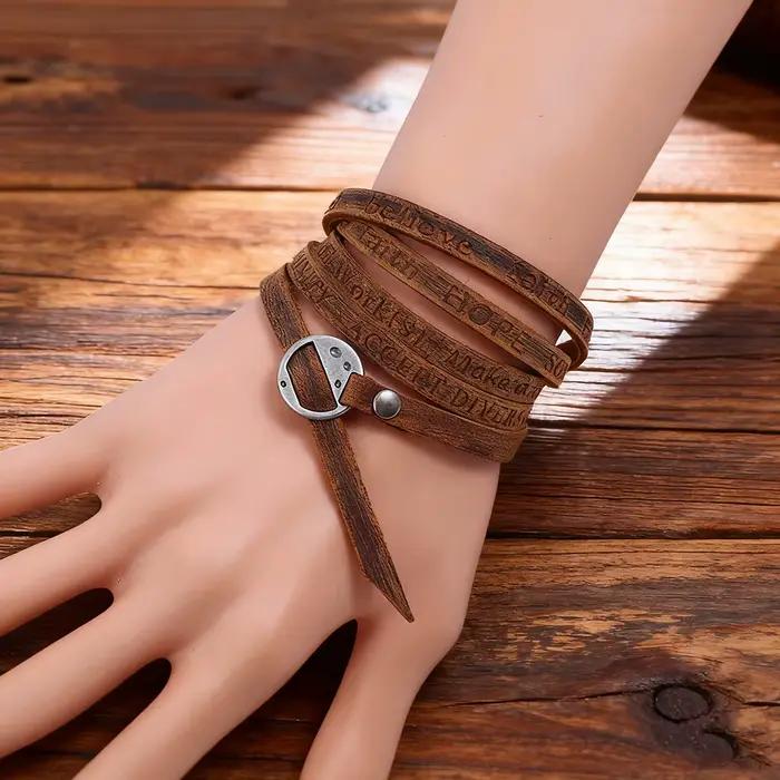 Nouveau Bracelet pour hommes Style Punk multicouche en cuir avec lettres Vintage Design Simple pour la Protection bijoux porte-bonheur et énergétiques
