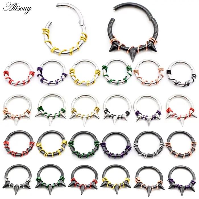Alisouy-Générateur de piercing Septum en acier, anneau de segment articulé ClUNICEF, boucles d'oreilles Goth Antarchoop, cartilage d'oreille Jules Helix, 1 pièce
