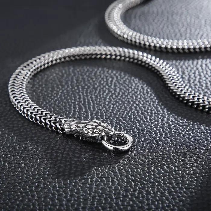 Collier chaîne tressée serpent punk Kalen, tendance, métal, acier inoxydable, 60 cm de long, accessoires, bijoux pour hommes