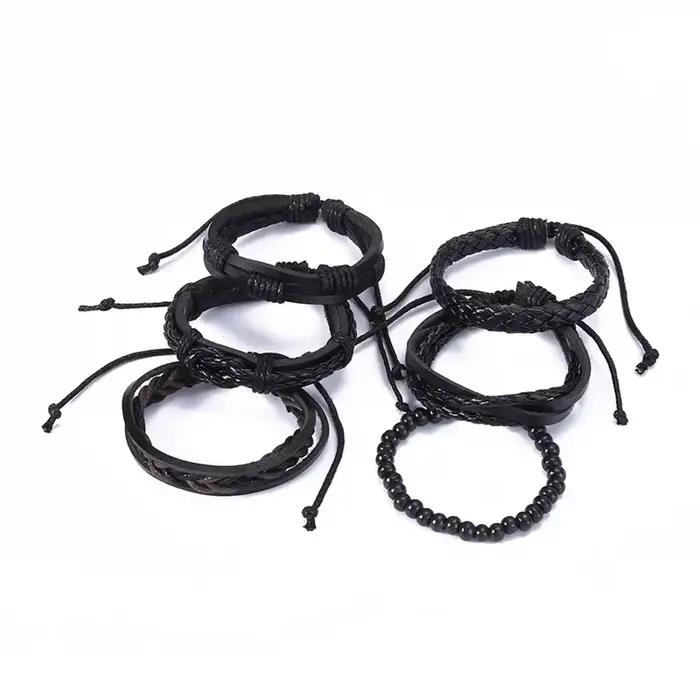 Bracelet torsadé minimaliste en cuir PU pour hommes