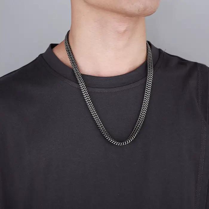 Collier chaîne tressée serpent punk Kalen, tendance, métal, acier inoxydable, 60 cm de long, accessoires, bijoux pour hommes