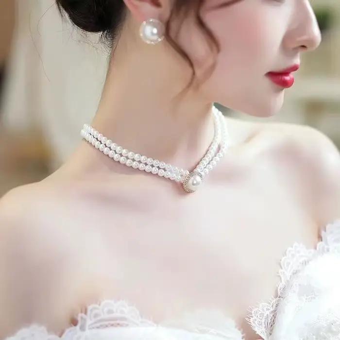 Collier ras du cou en perles baroques pour femmes, bijoux de luxe, fête de mariage, triple couche, couples, cadeau pour dames, nouveau