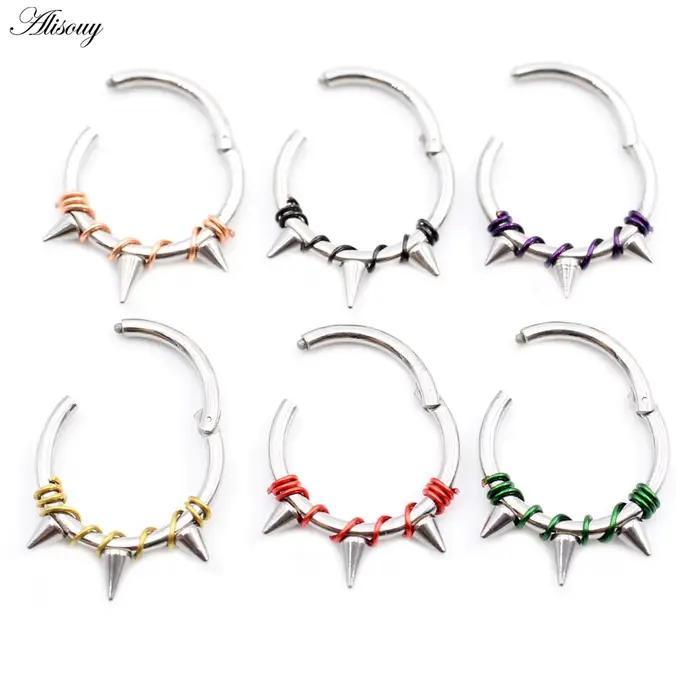 Alisouy-Générateur de piercing Septum en acier, anneau de segment articulé ClUNICEF, boucles d'oreilles Goth Antarchoop, cartilage d'oreille Jules Helix, 1 pièce