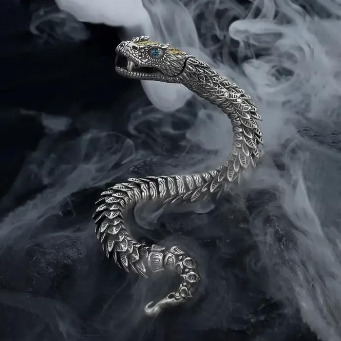 Bracelet de luxe en argent 925 pour hommes, artisanat Unique, Design Original, haute qualité, Style Hip Hop, serpent, bijoux