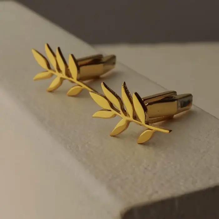 Boutons de manchette personnalisés à motif de branche d'olivier