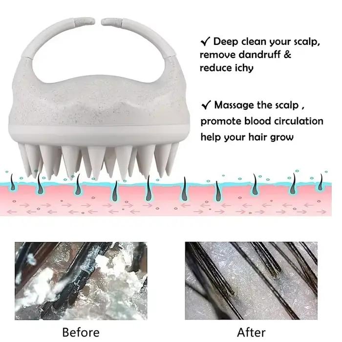 Brosse de massage pour cuir chevelu, brosse à récurer, paille de blé, shampoing en Silicone biodégradable, masseur de cuir chevelu pour la croissance des cheveux