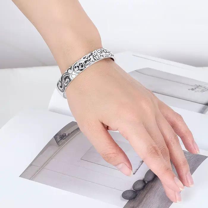Bracelet en argent Sterling 925 en relief, mode créative, bénédiction, cadeau d'anniversaire