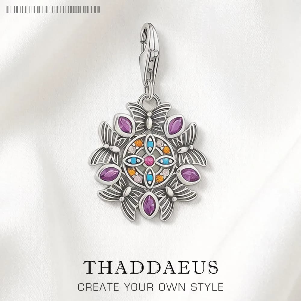 Pendentif à breloque en argent regardé 925, amulette kaléidoscope, cadeau Luky magique, beaux bijoux