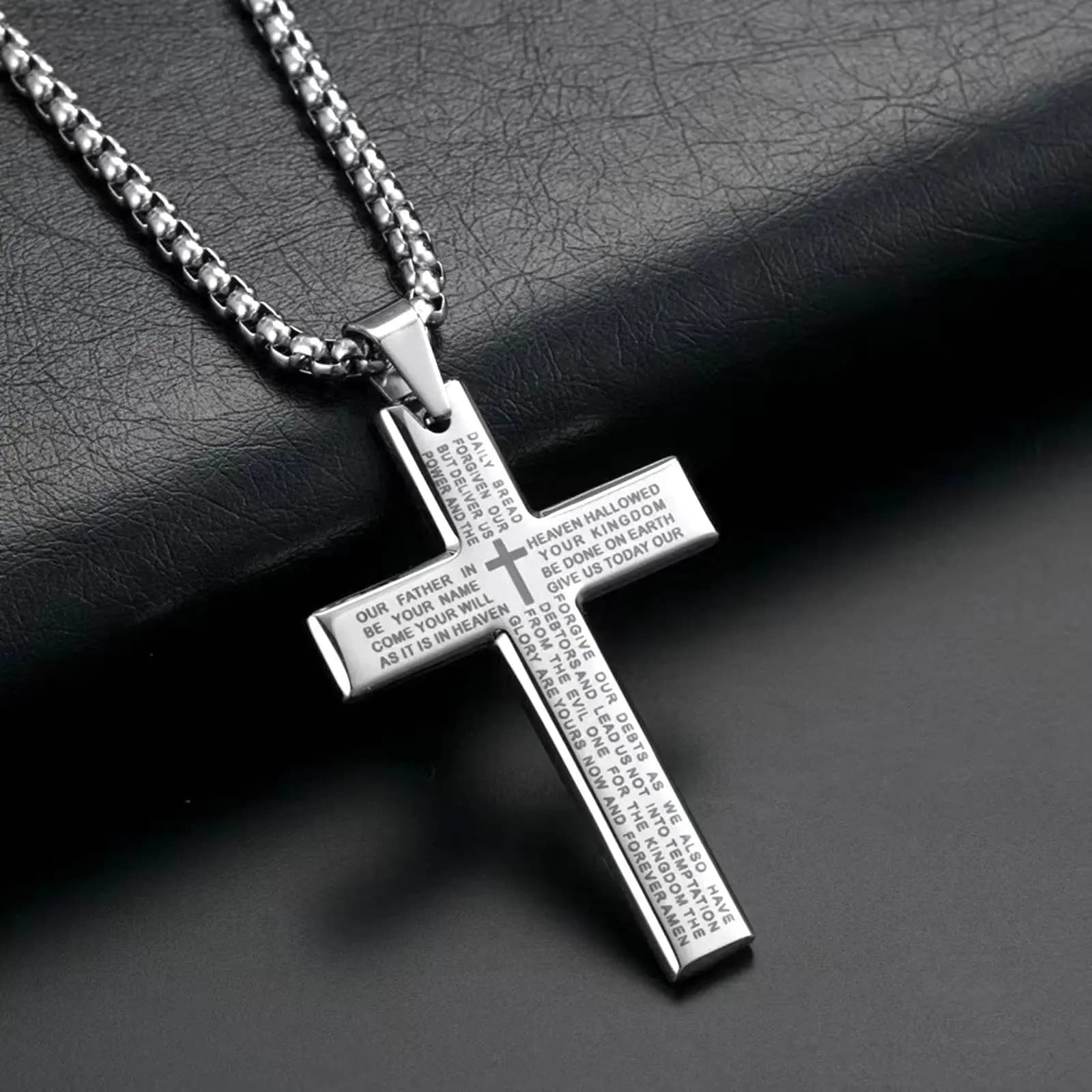 Collier pendentif croix de la Bible chrétienne pour femmes et hommes, prière religieuse, bijoux en a