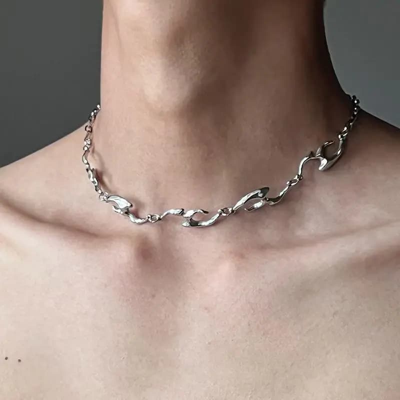 Hiphop Punk Double couche perle collier pour hommes femmes gothique blanc Iris fleurs collier court 