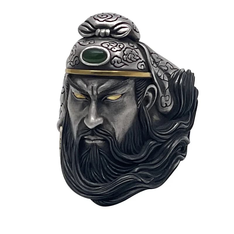 Fidélité rectitude général Guan Yu bague hommes bijoux Vintage Relief nuages de bon augure anneau mâ