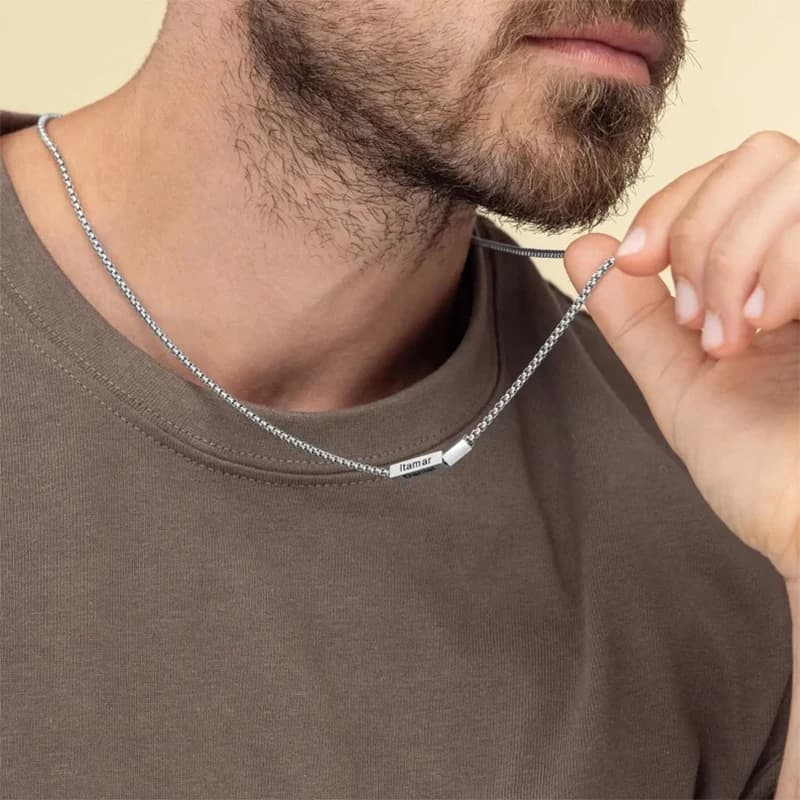 Collier personnalisé avec nom gravé pour homme, pendentif en acier inoxydable, cadeau de fête d'anni