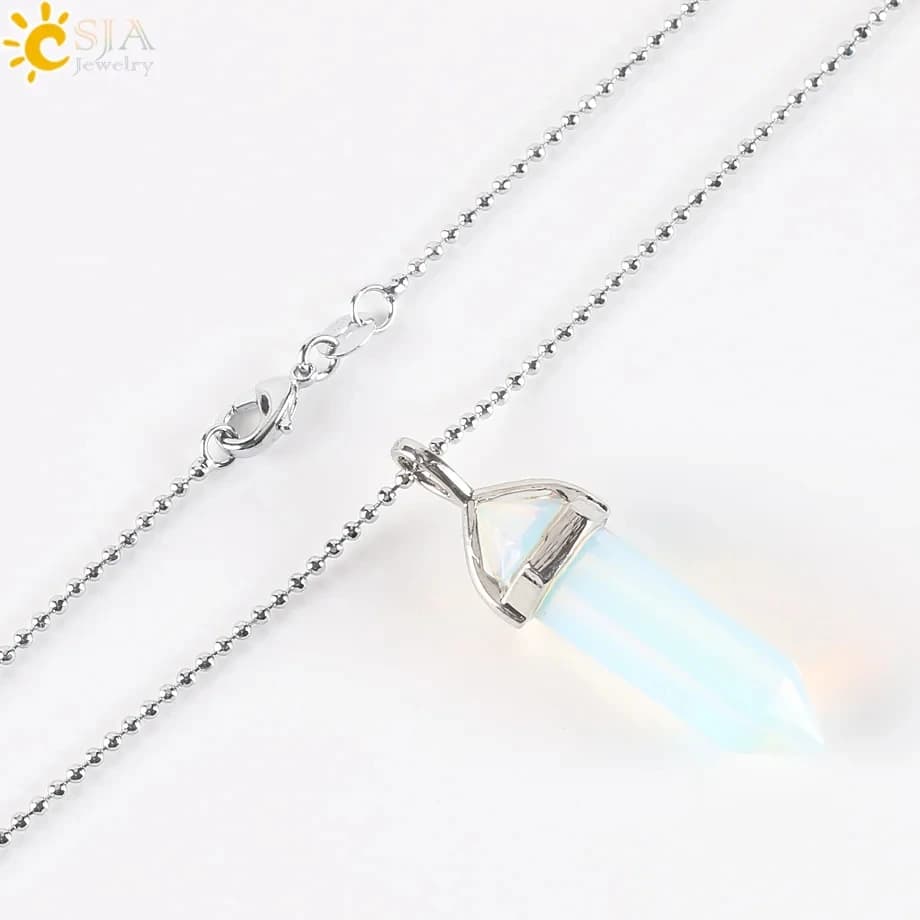 CSJA – colliers hexagonaux en cristal de balle, pierre précieuse naturelle, pendentif Chakra améthys
