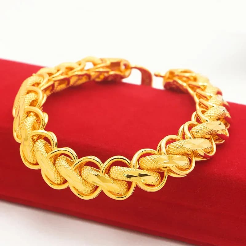 Bracelet en or 18 carats exquis pour homme, bracelet en or simple, bijoux exquis, cadeaux, bracelet ne se décolore jamais, ne se décolore pas, largeur de 15mm