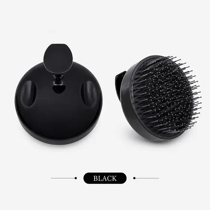 Brosse de massage du cuir chevelu pour shampoing, à poils double longueur, démêlante pour cheveux hu