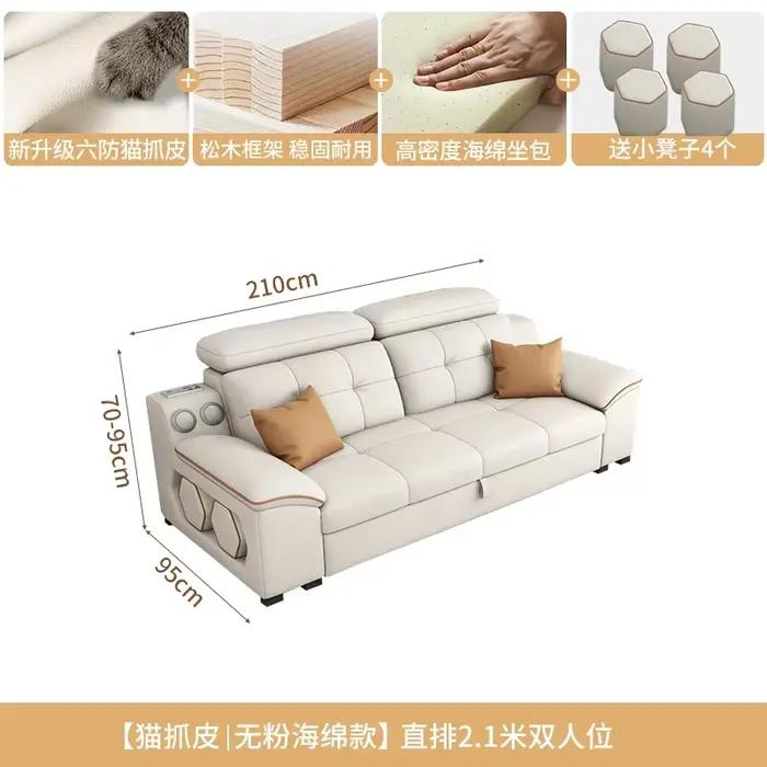 Canapé de luxe en cuir pour Couple, rangement familial, canapé de détente, inclinable et pliable, ac