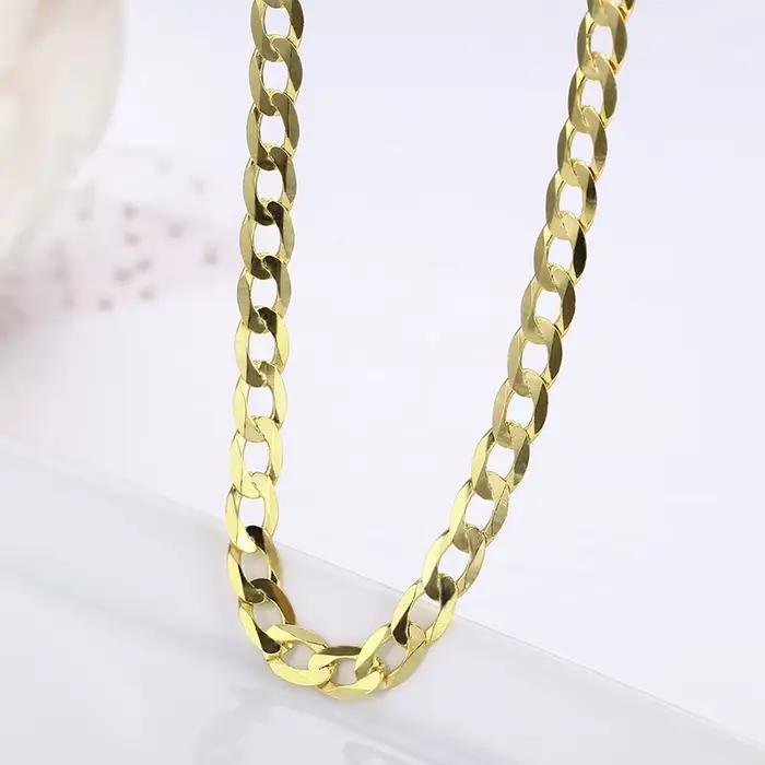 60 cm-80 cm 4mm mince 925 en argent Sterling avec couleur or gourmette chaîne lien colliers hommes b