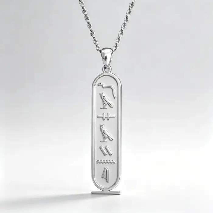 Collier personnalisé avec nom égyptien, couleur or, pendentif avec nom hieroglyphique, bijoux de l'E