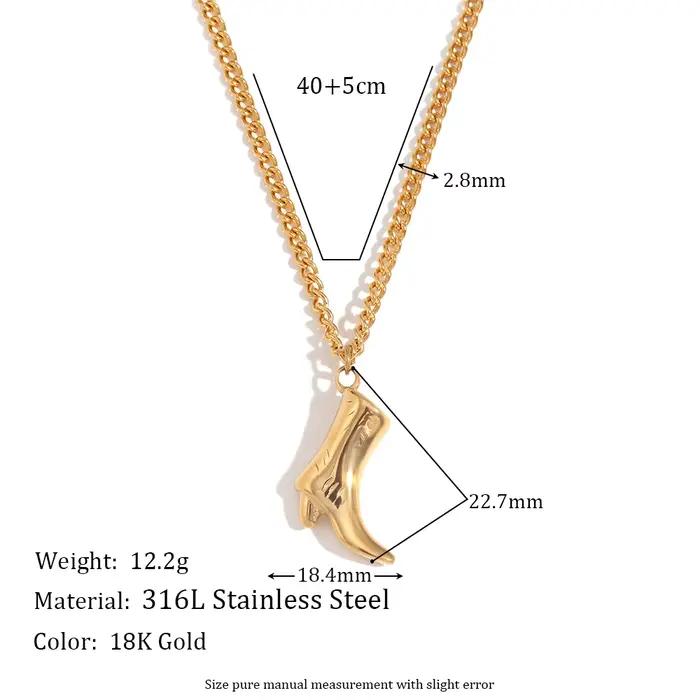 E.B.belle-Collier pendentif bottes de cowboy, étanche, SION L, bijoux en acier inoxydable, décoratio