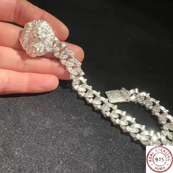 Bracelet vintage tête de lion, style audacieux, bijoux polyvalents unisexes pour couple et joli cade