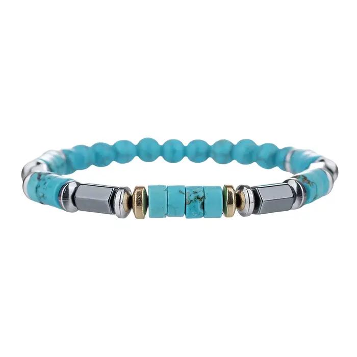 Bracelet Simple bleu Turquoise pour hommes, bijoux énergétiques unisexes, cadeau d'anniversaire de f
