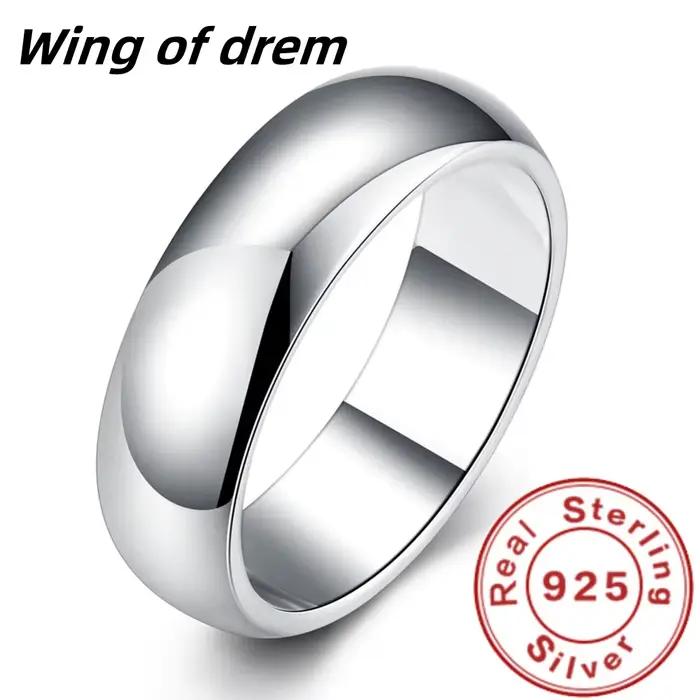 Bague en argent Sterling 925 de haute qualité, ronde et lisse, Simple, à la mode, bijoux de fête pou