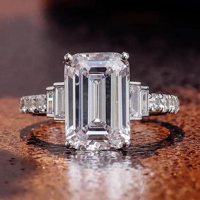 Huretailers-Alliances de mariage de luxe pour femmes, bague de proposition d'éternité, document arge