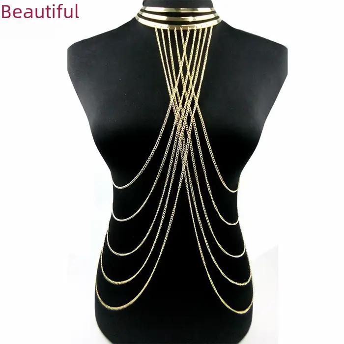 Collier d'anneau de chaîne de corps Unique, pièce de déclaration de mode exagérée, vente rapide, bij