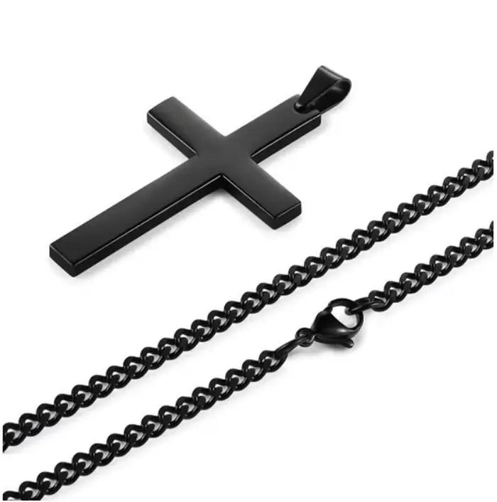 Collier avec pendentif croix chrétienne pour hommes et femmes, pendentif religieux en métal à la mod