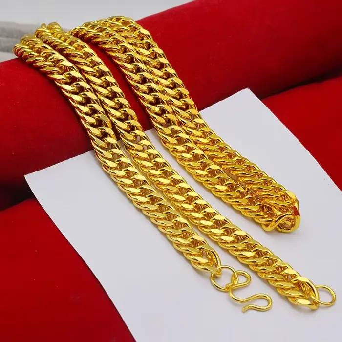 Collier lourd pour hommes en or massif 24 carats AU999, 60 cm, chaîne de déclaration audacieuse pour