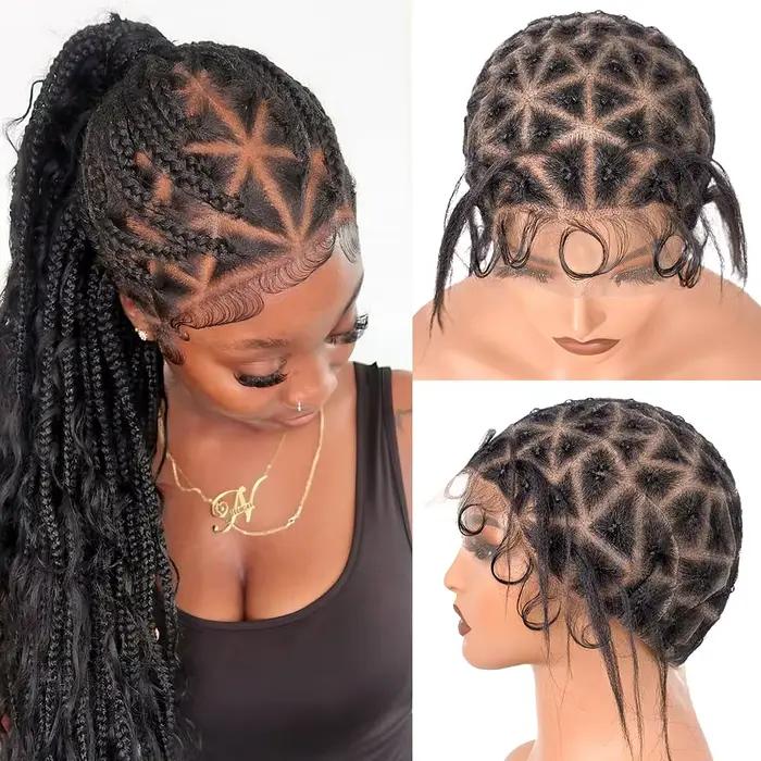 Bonnet de perruque tressé avec cheveux de bébé pour femme, bonnets de perruque au crochet en dentell