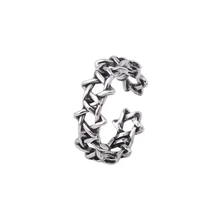 Bague de bénédiction en argent réglable pour hommes et femmes, bague de document, hip-hop, rétro, vi