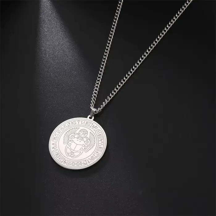Collier Rond en Acier Inoxydable pour Homme, Pendentif Rond en Or, JoChoker, Bijoux de Collier, Cade