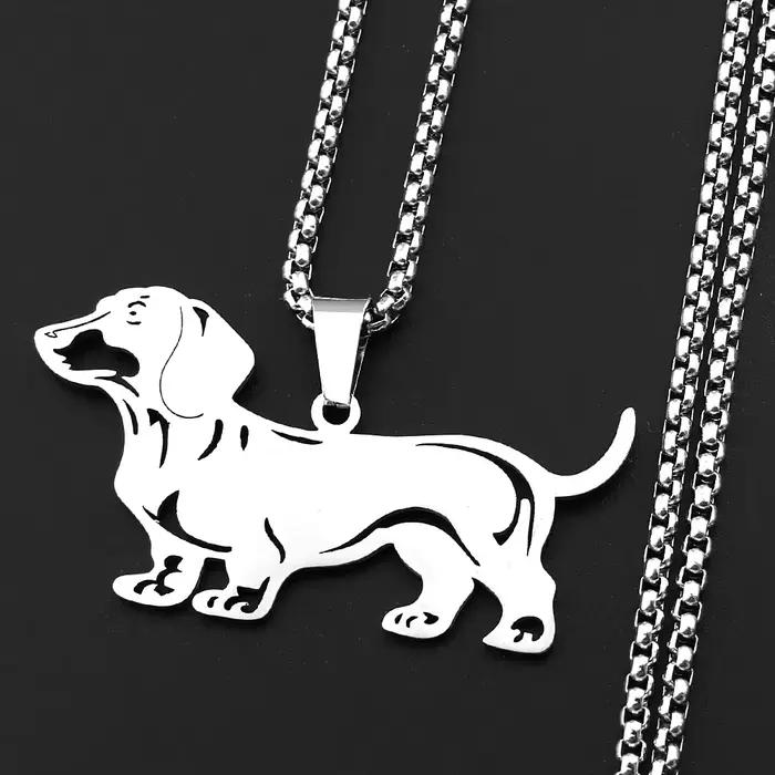 Collier pendentif Doxie Sausage Dog pour femmes et hommes, en acier inoxydable, collier adorable en