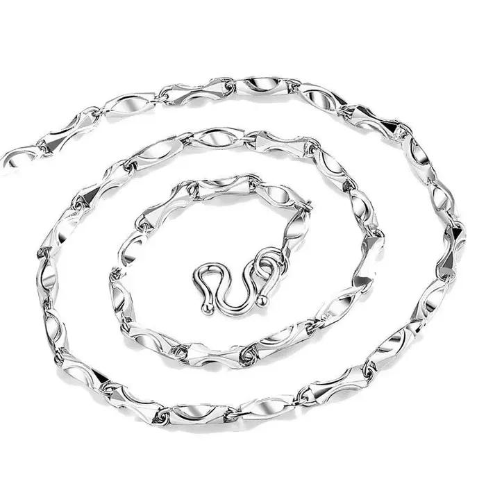 Collier chaîne à maillons en platine PT950 pour hommes et femmes, chaîne minimaliste pour clavicule,