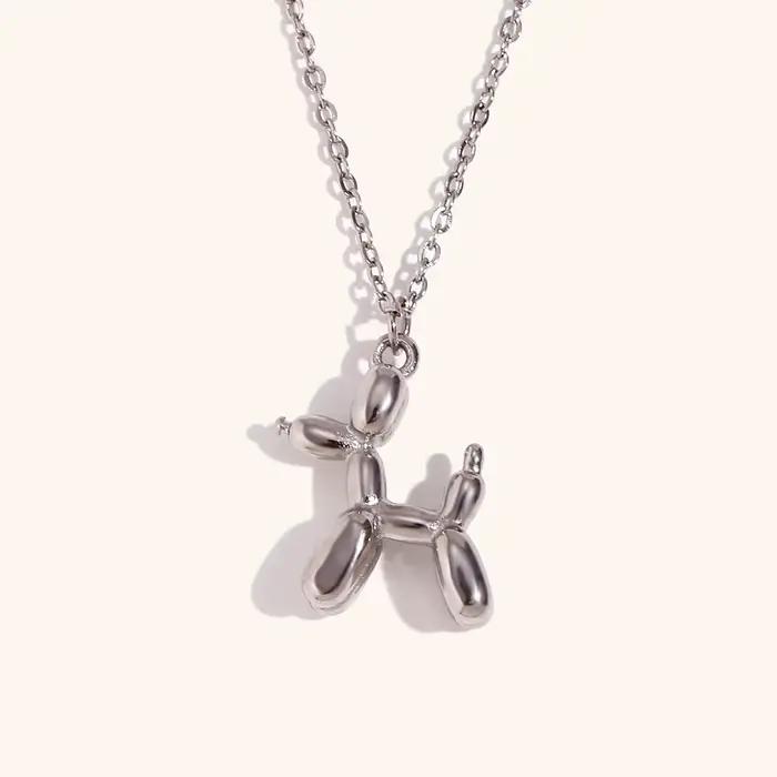 La.Muses – joli pendentif chiot tridimensionnel, chaîne o, une pièce, collier en acier inoxydable, b