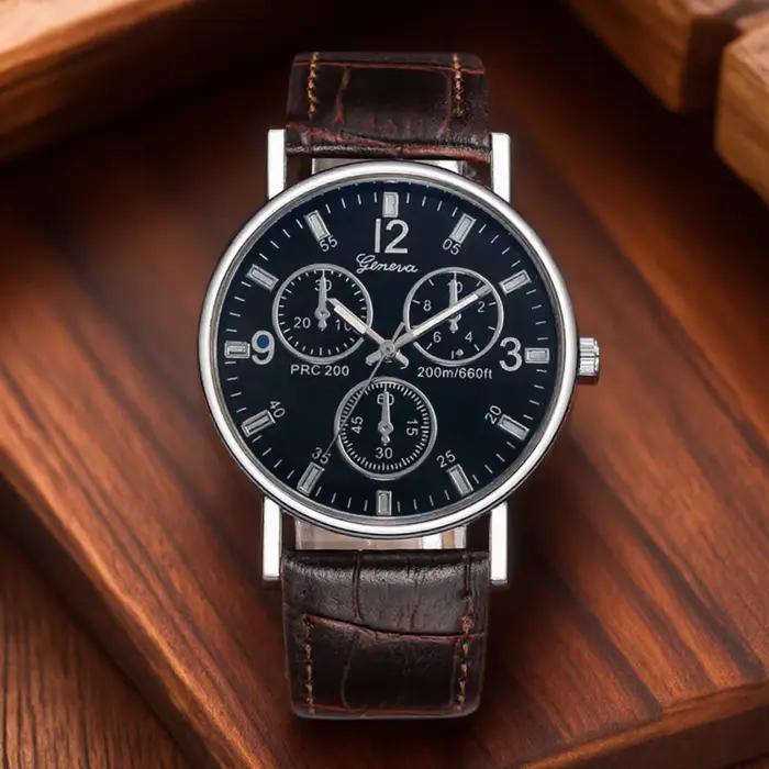 Montre à Quartz pour hommes, bracelet en cuir, mode Business, sport décontracté, montre élégante pou